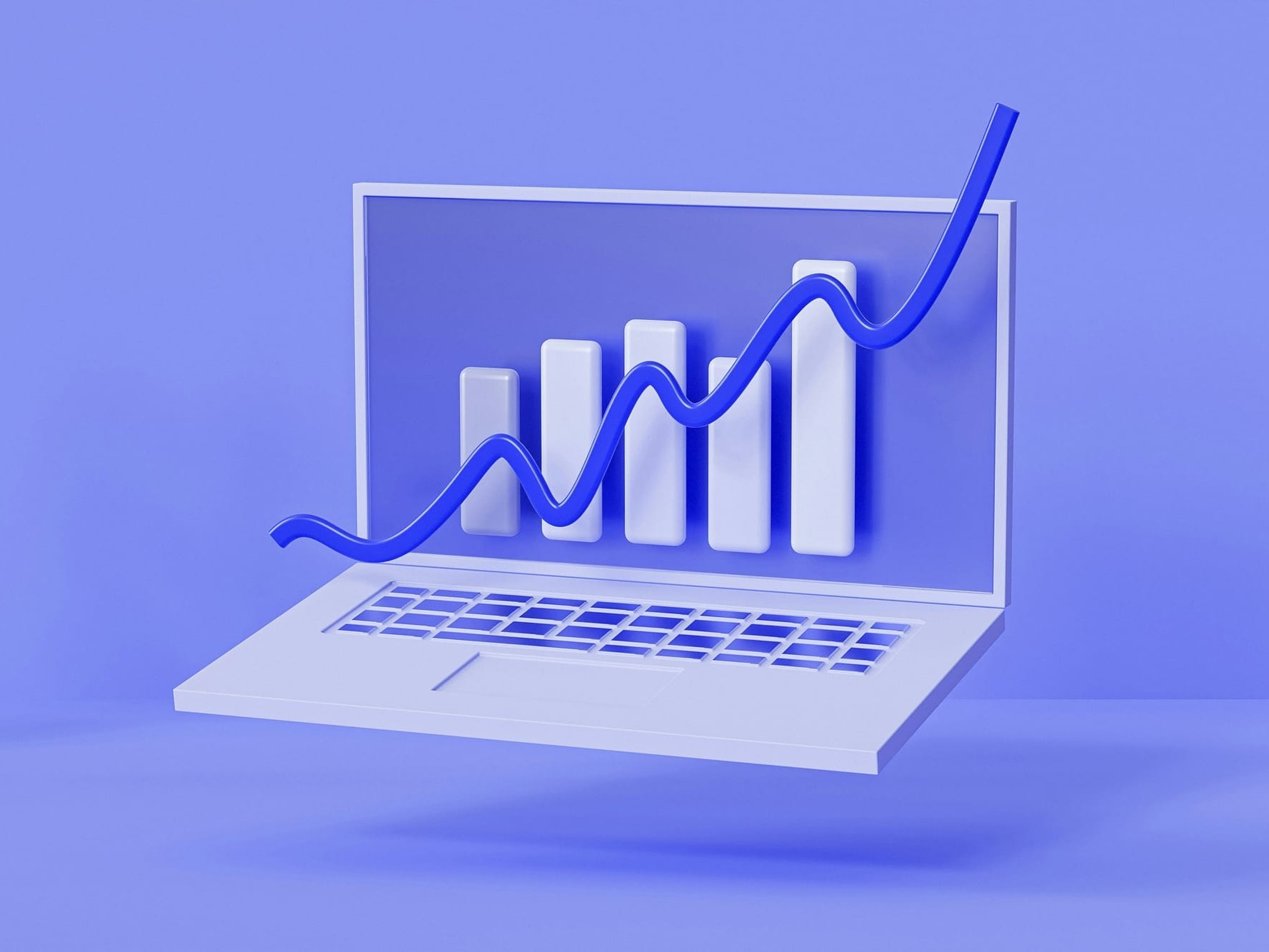 laptop with charts - funded account trading