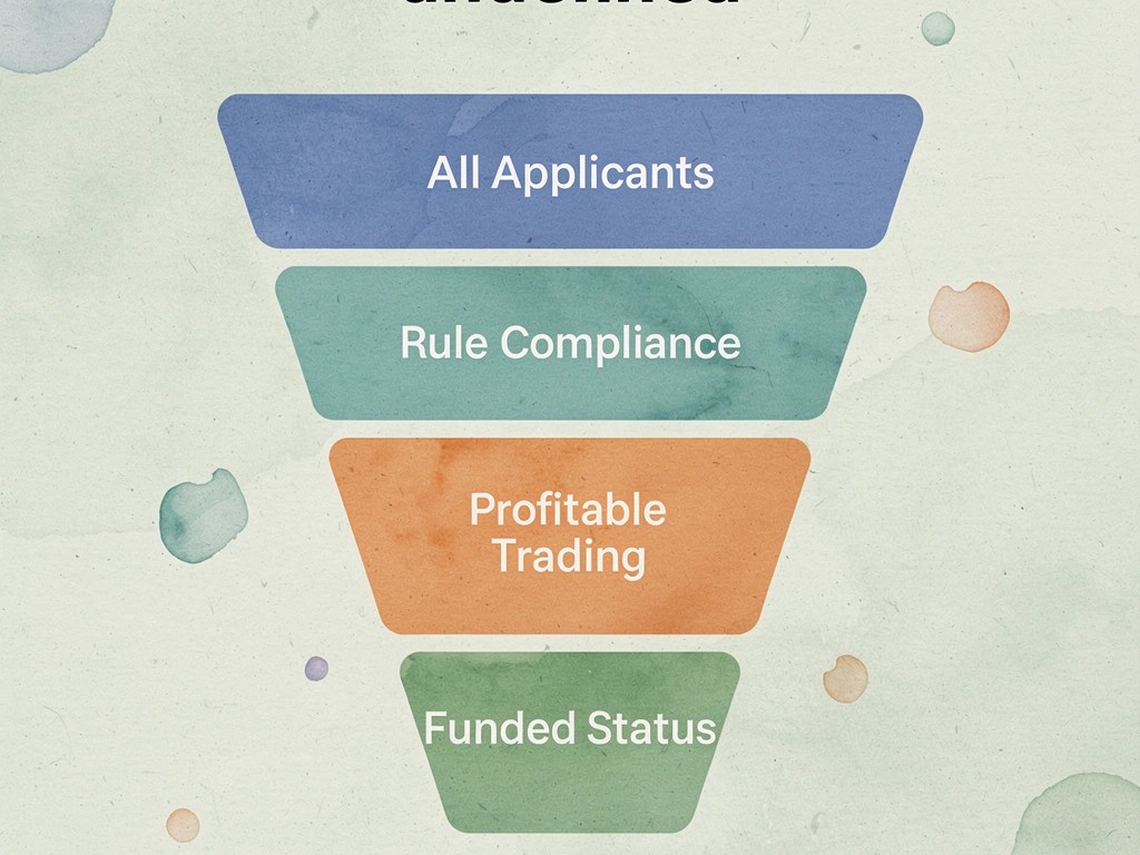 Funnel diagram showing the filtering process from all applicants to funded status