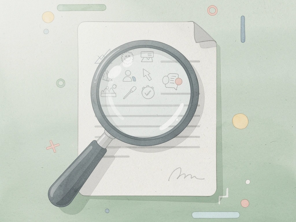 Magnifying glass examining trading documents to reveal hidden structural details